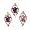 Natural Amethyst Faceted Connector Charms G-B081-01G-01-1