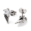 Star Wing 316 Surgical Stainless Steel Pave Clear Cubic Zirconia Stud Earrings for Women Men EJEW-Z050-01B-AS-2