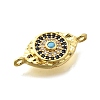 Brass Micro Pave Blue & Clear Cubic Zirconia Eye Connector Charms KK-D295-24G-2