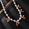Brass Micro Pave Clear Cubic Zirconia Beaded Necklaces NJEW-Z059-04G-02-1