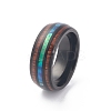 Ion Plating(IP) 304 Stainless Steel Paua Shell Cuff Ring for Women LS-RJEW-M014-01B-E-1