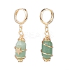 Gemstone Bullet with Star Dangle Hoop Earrings EJEW-JE05003-4