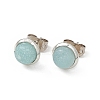 Gemstone Half Round Stud Earrings EJEW-P220-02P-3