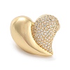 Brass Micro Pave Clear Cubic Zirconia Heart Open Cuff Ring for Women RJEW-C102-11G-2