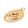 Oval 304 Stainless Steel Pendants STAS-M121-01G-2