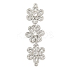 Brass Pave Clear Cubic Zirconia Three Flower Links Connector Charms KK-P277-61P-1