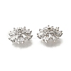 Flower Brass Clear Cubic Zirconia Bead Caps KK-V008-07P-2