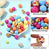 90Pcs 9 Styles Round Silicone Focal Beads SIL-YW0001-77-4