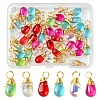 40Pcs 5 Colors Transparent Glass Charms PALLOY-FS00023-1
