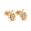 Colorful Cubic Zirconia Ladybug Stud Earrings EJEW-G288-26G-1