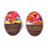 Transparent Resin and Walnut Wood Pendants RESI-T057-04L-2