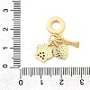 Brass Micro Pave Camellia Cubic Zirconia European Dangle Charms X-KK-F904-09G-3