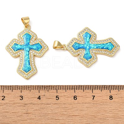 Rack Plating Brass Micro Pave Cubic Zirconia Pendants KK-P268-17F-G-1