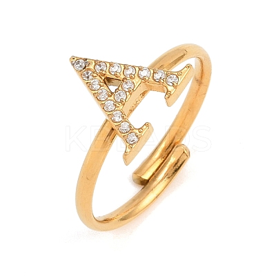 304 Stainless Steel Micro Pave Cubic Zirconia Cuff Open Rings LS-RJEW-D336-01G-10-1