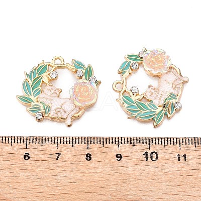 Rack Plating Alloy Enamel Pendants ENAM-N056-371KCG-01-1
