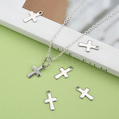 Non-Tarnish 304 Stainless Steel Tiny Cross Charms X-STAS-E104-34P-1