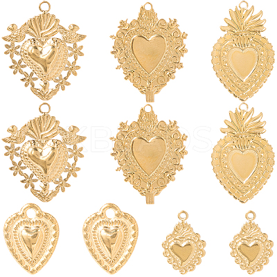 10Pcs 5 Styles Stainless Steel Pendants STAS-SC0010-16C-1