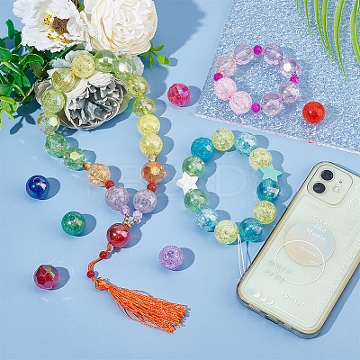 50Pcs 5 Style AB Color Plated Transparent Acrylic Beads OACR-PH0001-96-1