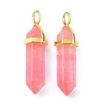 Cherry Quartz Glass Pointed Pendants G-G025-01G-05-1