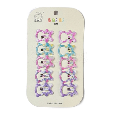 10Pcs 5 Colors Tartan Pattern Epoxy Resin Snap Hair Clip PHAR-P009-01I-1