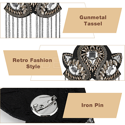 2Pcs Iron & Felt Fashion Tassel Epaulette AJEW-FH0004-04A-1