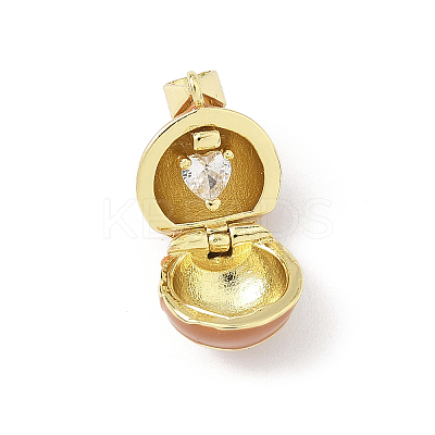 Basketball Brass Enamel Locket Pendants KK-B141-07G-1