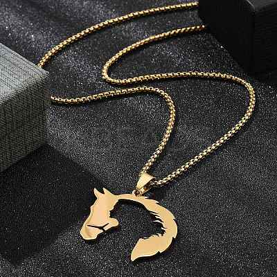 201 Stainless Steel Pendant Necklaces for Women NJEW-U021-07G-1