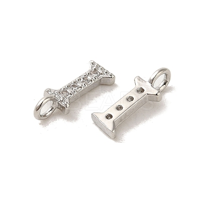 Initial Letter Brass Micro Pave Cubic Zirconia Pendants ZIRC-F008-I-1