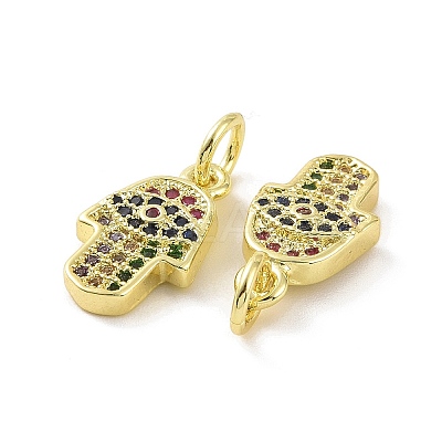 Brass Micro Pave Cubic Zirconia Charms KK-E068-VF088-1