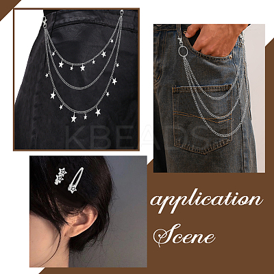 5Pcs 5 Styles Punk Alloy Waist Chains & Iron Iron Curb Link Trouser Chains Sets SJEW-AR0001-03-1