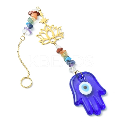 Gemstone Chip Beaded Pendant Decorations HJEW-JM01128-01-1