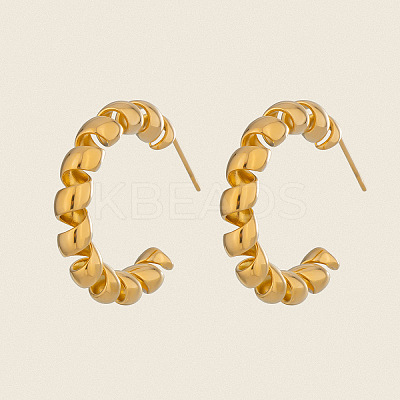 Twist C-Shaped 304 Stainless Steel Stud Earrings RC9217-1