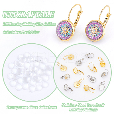DIY Blank Dome Earring Making Kit STAS-UN0047-79-1