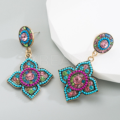Bohemia Alloy Rhinestone Stud Dangle Earrings for Women WG793A0-01-1