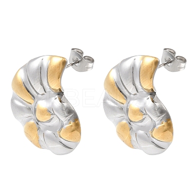304 Stainless Steel Two Tone Conch Stud Earrings EJEW-D343-01GP-1