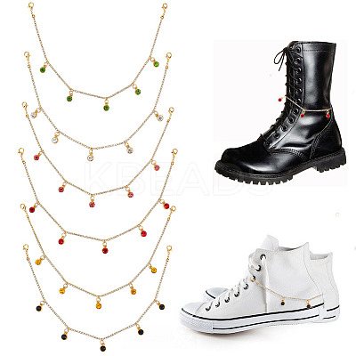12Pcs 6 Colors Alloy Glass Rhinestone Shoe Chains HJEW-DR00105-1