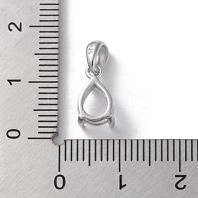 Rhodium Plated Rack Plating 925 Sterling Silver Pendants Cabochon Settings STER-NH0001-49D-P-1