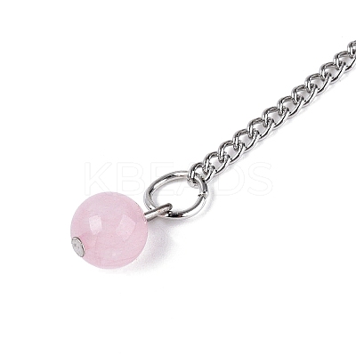 Natural Rose Quartz Dowsing Pendulum Pendants AJEW-N005-01C-1