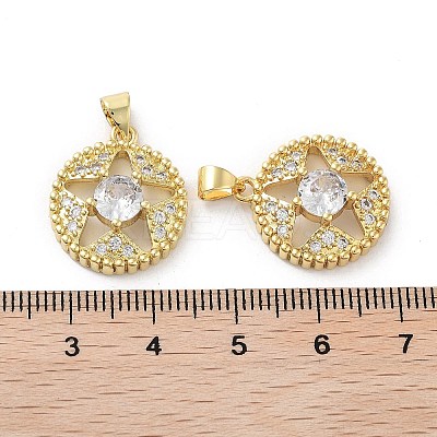 Rack Plating Star Brass Micro Pave Cubic Zirconia Pendants KK-E102-09G-1