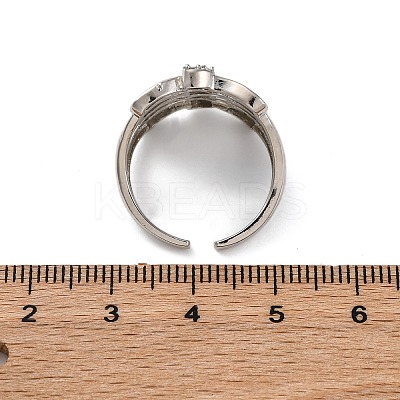 Brass Micro Pave Clear Cubic Zirconia Cuff Finger Rings RJEW-G337-34P-1