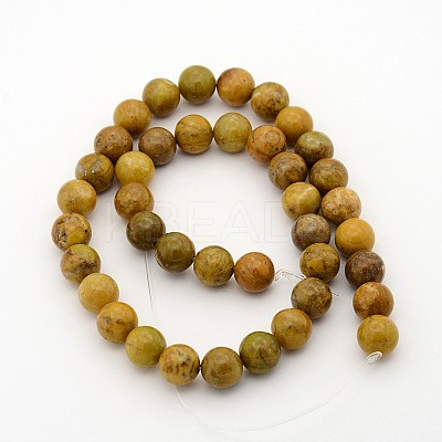 Natural Larderite Shoushan Tianhuang Stone Round Bead Strands G-E252-26-8mm-1