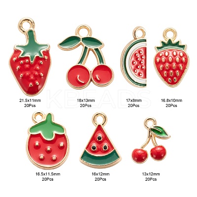 140Pcs 7 Style Light Gold Alloy Enamel Pendants ENAM-LS0001-65-1