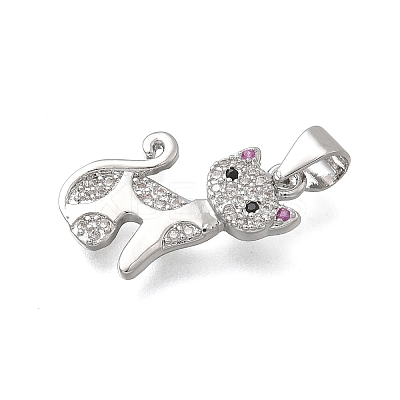 Brass Micro Pave Cubic Zirconia Pendants X-KK-D431-017P-1