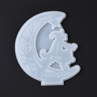 Halloween Theme DIY Moon with Witch Display Decoration Silicone Molds DIY-G058-E01-1