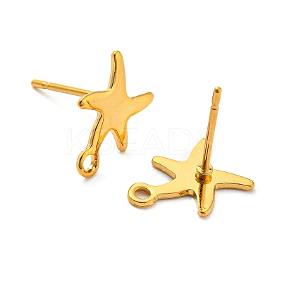Starfish Shape 201 Stainless Steel Stud Earrings Findings STAS-Q251-03G-1