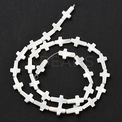 Natural White Mother of Pearl Shell Cross Beads Strands X-SSHEL-F0812C-1