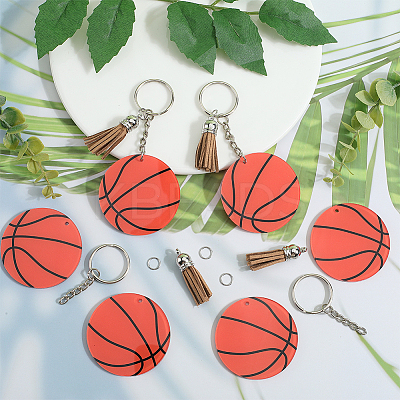 DIY Sports Ball Acrylic Pendant Keychain Making Kits DIY-SP0001-44B-1