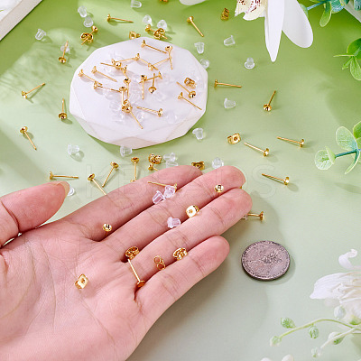 50Pcs Brass Earring Settings KK-TA0008-38C-1