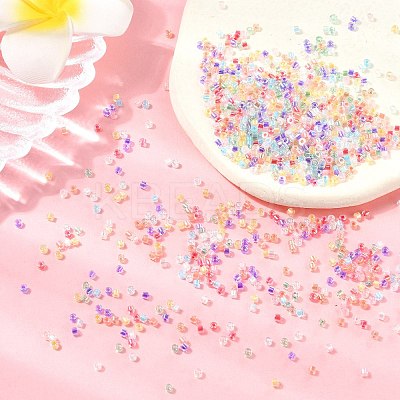 120G 10 Colors Transparent Colours Rainbow Plated Round Hole Glass Bugle Beads SEED-CJ0001-27-1