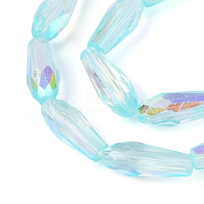 AB Color Plated Transparent Glass Teardrop Beads Strands LS-EGLA-T029-08C-1